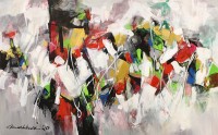 Mashkoor Raza, 30 x 48 Inch, Oil on Canvas, Abstract Painting, AC-MR-374